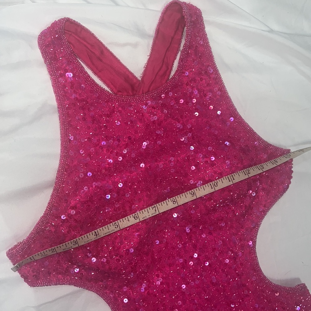 SCALA Vintage 1980’s Hot Pink Silk Sequin Beaded Backless Gown, size small - Picture 13 of 13